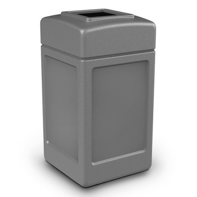 Commercial Zone 732103 Open-Top Indoor/Outdoor Square 42 Gallon Large Waste Trash Container Bin, Gray