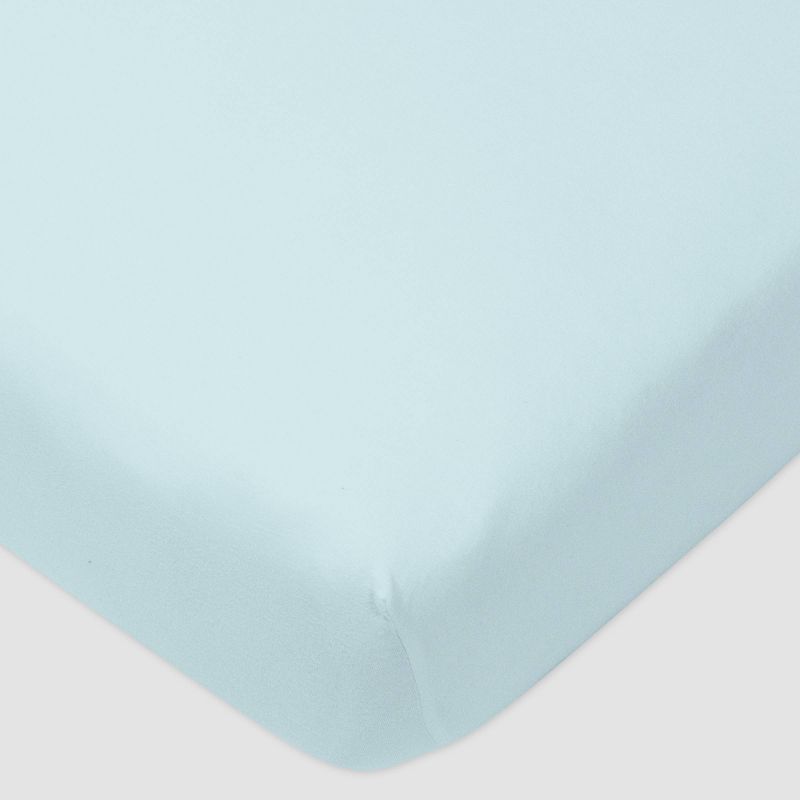 Honest Baby Organic Cotton Fitted Crib Sheet - Light Teal, 1 of 3