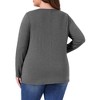 Women's Plus Size V Neck Long Sleeve Button Decor Solid Casual Tunic Tops - Agnes Orinda - 4 of 4
