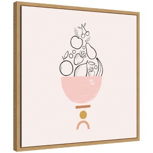 Kate & Laurel All Things Decor 22"x22" Sylvie Bowl of Fruitiness Framed Canvas by Duchess Plum Natural - 1 of 4