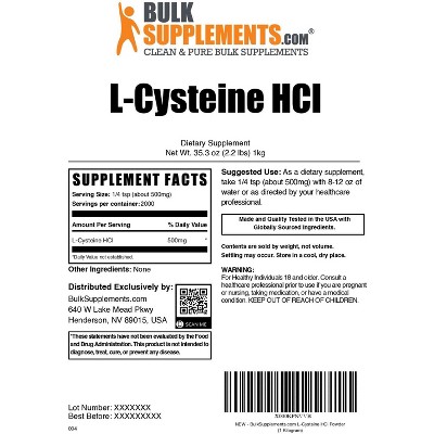 BulkSupplements L-Cysteine HCl Powder