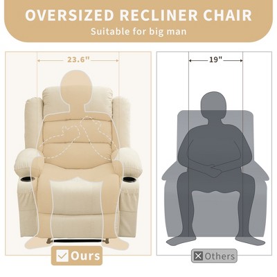 Oversized Rocker Recliner Chair,Modern Manual Oversized Recliner Chairs w/Armrest, Backrest, 2 Cup Holders, Side Pocket,Lazy Chair for Living Room