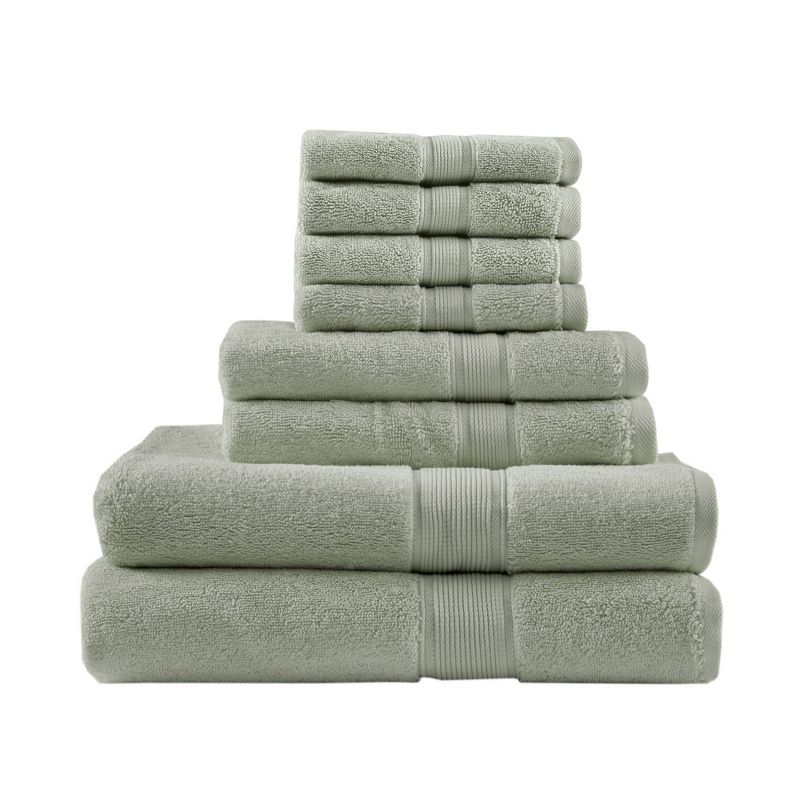 8pc Cotton Towel Set Sage Green - Madison Park, 1 of 11