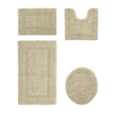 Lux Premium 100% Cotton Tufted Solid Reversible 4 Piece Bath Rug Set – Ultra-Soft, Water-Absorbent, Durable, Machine Washable Bathroom Rug
