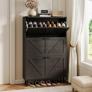 Narrow Slim Freestanding Rack Cabinet, Shoe Organizer Cabinet for Entryway - 1 of 4