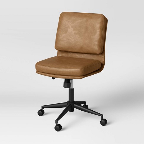 Raeford Faux Leather Office Chair Black, Faux Leather Desk Chair With Arms