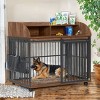 LAOTIES Heavy Duty Wooden Dog Crate Furniture,Large Kennel End Table with Sliding Barn Door,Lockable Wheels And Storage - 2 of 4