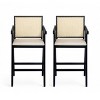 KWPZQEB 27" H Counter Height Bar Stools Set of 2, Modern Counter Stools with Cane Backrest and Arms, Woven Cane Barstools for Kitchen Island - 3 of 4