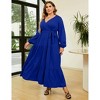 Plus Size Women's V Neck Long Sleeve Maxi Dress Floor Length Elegant Casual - 2 of 4