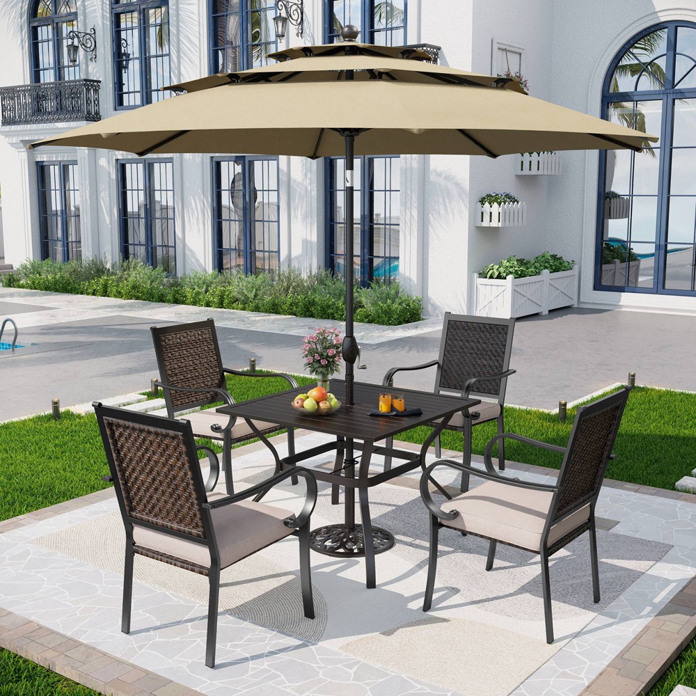 Photos - Garden Furniture 5pc Patio Dining Set with Steel Table & Dining Chairs - Captiva Designs