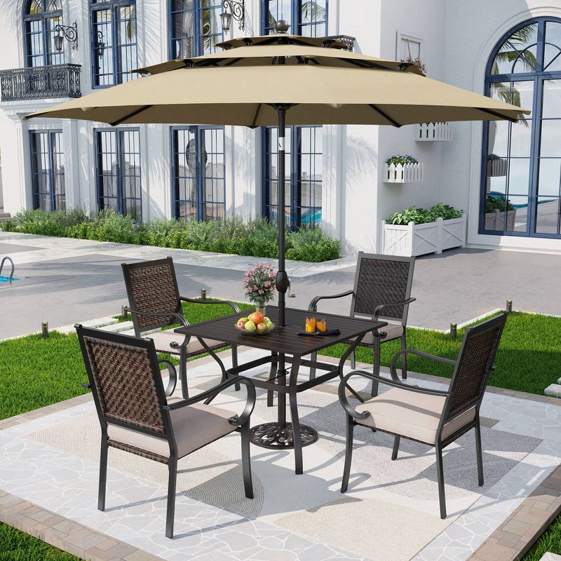 5pc Patio Dining Set: Steel Table & Rattan Chairs - Captiva Designs, All-Weather, Rust-Resistant, Easy Assembly, 1 of 13