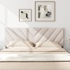 Tangkula Linen Fabric Upholstered Headboard Rectangular Headboard w/ Solid Wood Legs - 2 of 4