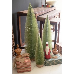 Giant Bottle Brush Christmas Trees – Set of Three Frosted Holiday Tabletop Decor by Kalalou - 1 of 4