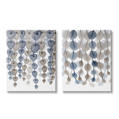 Stupell Industries Falling Vines Neutral Blue Brown Leaves