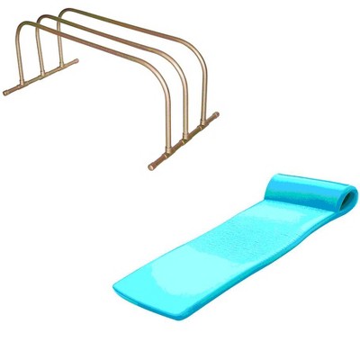 TRC Recreation PVC Pool Storage Drying Rack w/ 70 Inch Foam Raft Lounger Teal