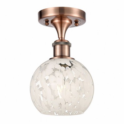 White Mouchette - 1 Light Semi-Flush Mount In Modern Style-9.25 Inches Tall and 6 Inches Wide