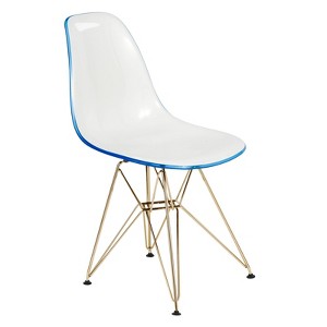 LeisureMod Cresco Modern Acrylic Dining Chair with Eiffel Gold Chrome Base, Stylish Accent Chair for Contemporary Dining Room, Kitchen, or Office - 1 of 4
