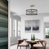 YANSUN 16.5 in. 3-Light Black and Gold Metal Semi-Flush Mount with Drum Shape - 4 of 4