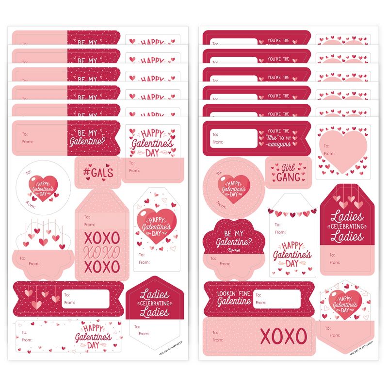 Big Dot of Happiness Happy Galentine's Day - Assorted Valentine's Day Party Gift Tag Labels - To and From Stickers - 12 Sheets - 120 Stickers, 1 of 10