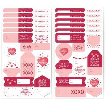Big Dot of Happiness Happy Galentine's Day - Assorted Valentine's Day Party Gift Tag Labels - To and From Stickers - 12 Sheets - 120 Stickers