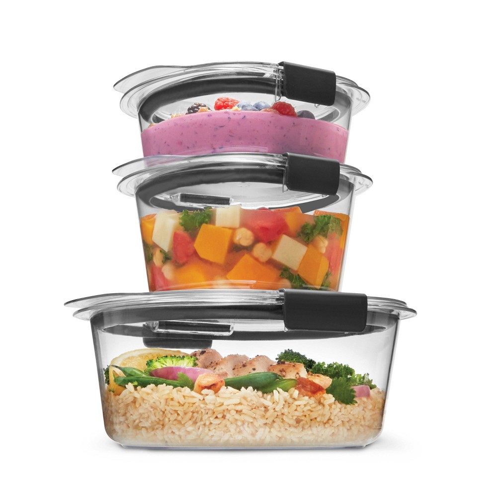 Photos - Food Container Rubbermaid 6pc Brilliance Round Food Storage Container Set: Plastic Containers with Lids, Dishwasher-Safe, Clear 