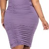 Slickblue Plus Size Ruched Mini Dress for Women, Spaghetti Straps, Stretch Knit, Solid Grape Color, Size 1XL-3XL - 3 of 4