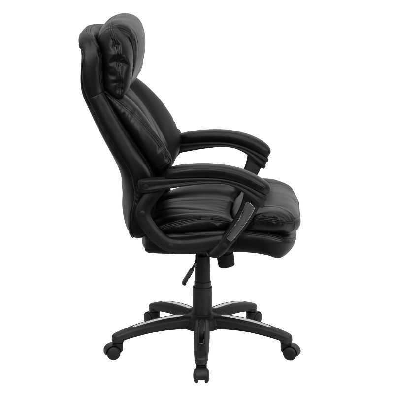 Emma and Oliver High Back Black LeatherSoft Extensive Padding Swivel Ergonomic Office Arm Chair, 4 of 8