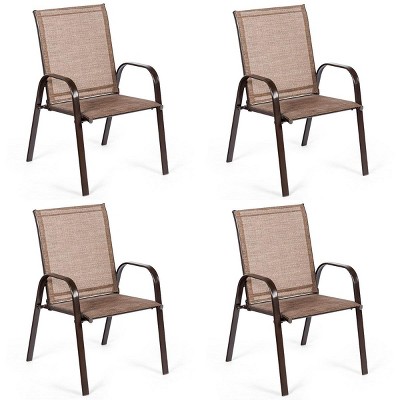 Tangkula 4-Piece Patio Chairs Camping Garden Chairs with Armrest & Backrest