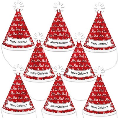 Big Dot of Happiness Jolly Santa Claus - Mini Cone Merry Christmas Party Hats - Small Little Party Hats - Set of 8