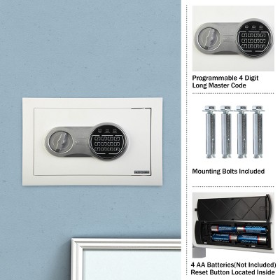 White Digital In-Wall Safe with Keypad and Override Key