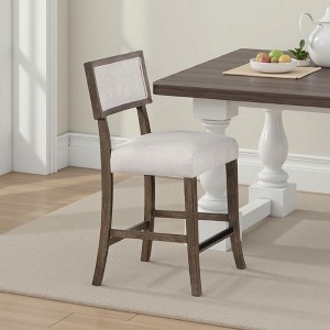 Royal Hampton Side Dining Chair Set of 2, Curved Back, Dark Walnut Brown, Gray Seat - 1 of 4