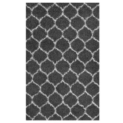 Modway Solvea 5x8 Shag Area Rug – Moroccan Trellis Pattern in Plush Texture, Cozy Accent for Bedroom or Living Space