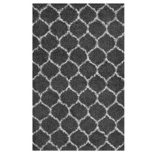 Modway Solvea 5x8 Shag Area Rug – Moroccan Trellis Pattern in Plush Texture, Cozy Accent for Bedroom or Living Space - 1 of 4
