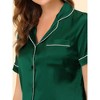 cheibear Women's 2 Packs Satin Button Down Sleepwear Shirt with Shorts Pajama Sets - 4 of 4