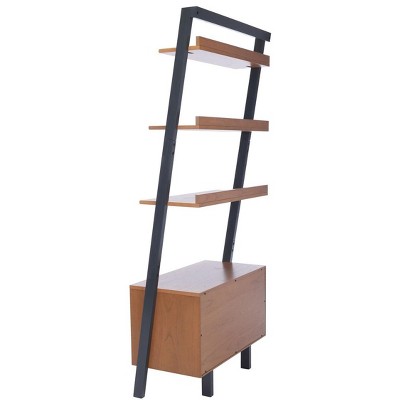 Vlad Natural Mahogany & Charcoal 3-Shelf Storage Etagere