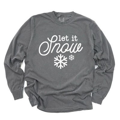 Simply Sage Market Women's Let It Snow Snowflake Long Sleeve Garment Dyed Tee