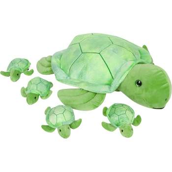 PixieCrush Plush Stuffed Turtle Mommy Toy with 4 Babies  in her Tummy for kids