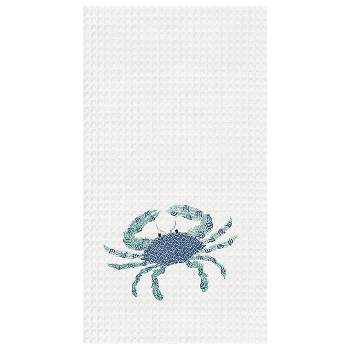 C&F Home Blue Crab Waffle Weave Cotton Kitchen Towel
