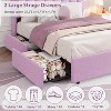 Full Size Bed Frame with Chic Wavy Headboard, Kids Bed Frame with 2 Drawers, Boucle Upholstered Platform Bed for Girls - 3 of 4
