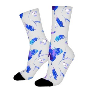 Floral Watercolor Butterfly Women Printed Crew Socks Funny Funky Socks Soft Polyester Novelty Gifts for Artists Men - 1 of 1