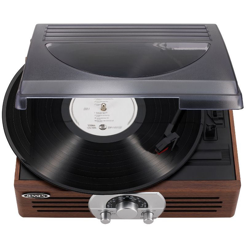 JENSEN JTA-222P 3-Speed Stereo Turntable with Pitch Control and AM/FM Stereo Radio, 2 of 5