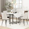5-Piece Modern Round Dining Set with Drop-Leaf Table and 4 Upholstered Chairs, Space-Saving Expandable Design, Faux Marble Top-Cuddlewood - 2 of 4