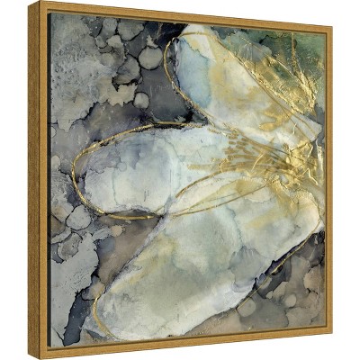 Abstract Gold and Gray Lily Canvas Print with Wooden Frame