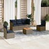 vidaXL 6 Piece Patio Sofa Set with Cushions Gray Poly Rattan - 2 of 4
