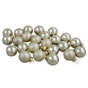 Northlight 24ct Shiny and Matte Champagne Gold Glass Ball Christmas Ornaments 1" (25mm) - 1 of 4