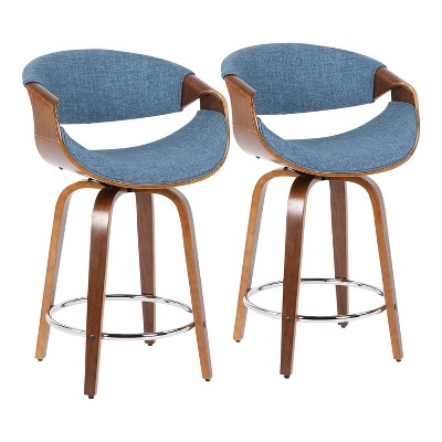 Set Of 2 Curvini Mid-century Modern Counter Height Barstools - Lumisource : Target