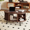 Costway Oval Coffee Table with Storage Sliding Tambour Doors Open Compartment - 4 of 4
