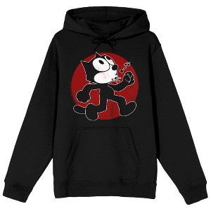 Felix Whistle While You Work Red Character Circle Adult Black Long Sleeve Hooded Sweatshirt - 1 of 4