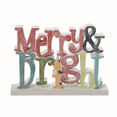 Transpac Resin Multicolor Christmas Merry and Bright Decor