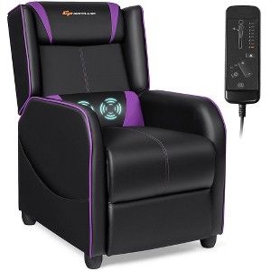 Costway Massage Gaming Recliner Chair Single Living Room Sofa Home Theater Seat Purple\Gray - 1 of 4